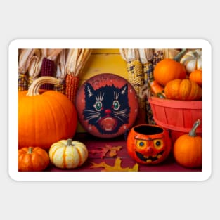 Halloween Black Cat Box Still Life Sticker